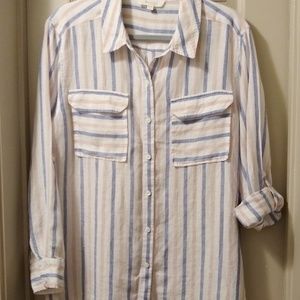 TWO BY VINCE CAMUTO linen striped shirt, L…